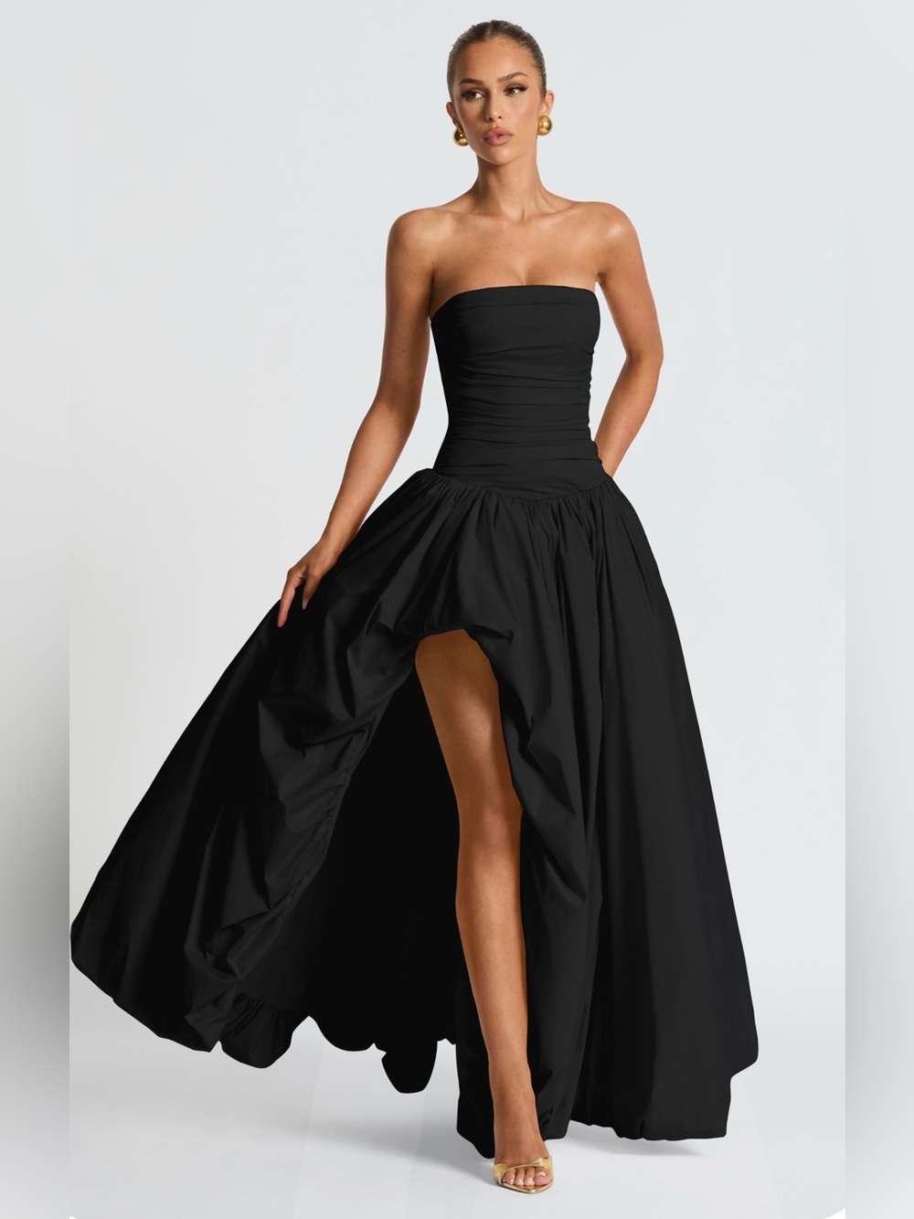 Babyboo Size M Jillian Maxi Dress
Strapless Black High-Slit Evening Gown